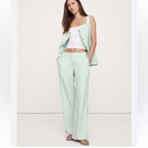 Banana republic linen blend wide leg pants light blue size 2 long